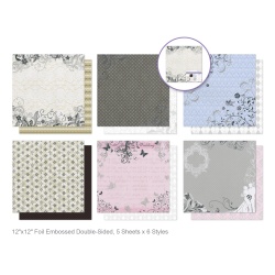 Cardstock: 12x12" Glitter Embossed Dble-Sided 5eax6styles  Elegance"