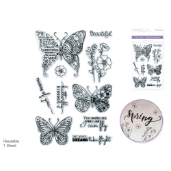 Clear Stamps: 4.3x6.3" Reusable G) Butterfly Kisses"