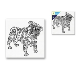 Stretch Artist Printed Canvas: 12x12" Primed Back-StapledA) FRENCH BULLDOG             "