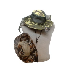 Bucket Hat Mesh w/Net Flap And String Camo
