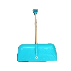 Snow Shovel 26 Pusher Metal Edge w/Wooden Handle Teal"