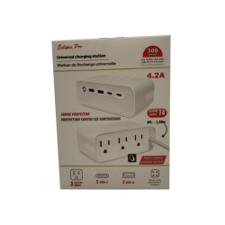 Universal charging station with 4 foot cord - 3 outlets - 2 USB-C - 2 USB-A