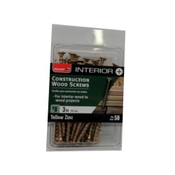 Construction Wood Screws #8 x 3 50pk. Yellow Zinc Bulldog"