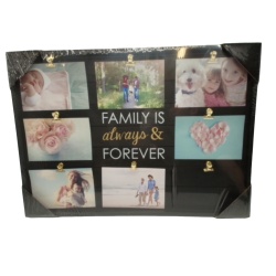 Picture Frame 8 - 4 x 6" Collage Clips Family Is Always & Forever Black"