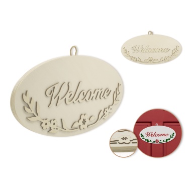 A - Welcome 12 DIY Oval Wall Sign Plaque 3D w/Jute Hanger