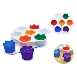 7-Cup Paint Caddy w/Brush 9.8 Less-Of-A-Mess"