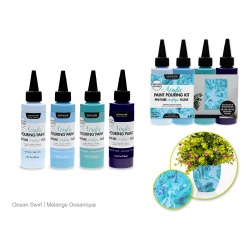 Acrylic Pouring Paint Kit 4pk 4oz Ready To Pour A) Ocean Swirl