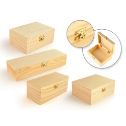 Wood Craft: 6-8.5" Box w/Clasp 4-style Asst 9eax4style 9 Each x 4 Styles"