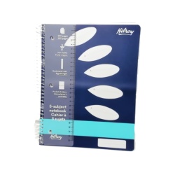 Notebook 5 Subject 250pgs. 3 Hole W/ruler & Pocket Dividers Hilroy