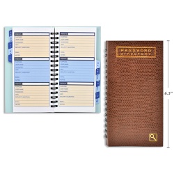 PASSWORD DIRECTORY NOTEBOOK CROCODILE CVR 16.4X9.4CM W/INDEX, BROWN COVER ( 3.75X6.5 )"