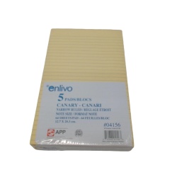 Paper Pad 5x8" 64 Sheets 5pk. Canary Enlivo (Or $0.79ea)"