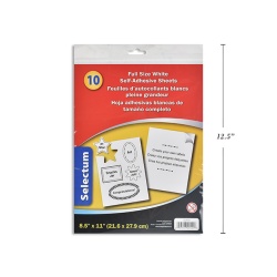 SELF-ADHESIVE SHEETS WHITE 8.5X11 inch  21.6X27.9CM 10 pc full size