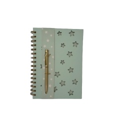 Spiral Notebook w/Pen 6 x 8.5" 160 Pages Perforated Stars C.R. Gibson Signature"
