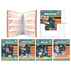 KINDERGARTEN WORK BOOKS 8.5X11 36 PGS ASST PHONICS, PRINTING, MATH, SKILLS AGES 5-6"