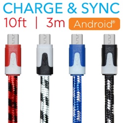 Cable - USB Micro 10ft Flat Braided