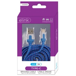 Cable - USB Type-C® 6.6ft Blue Braided