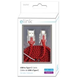 Cable - USB Type-C® 6.6ft Red Braided