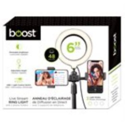 Dual Phone Mount LED Ring Light w/ 6 Boost"