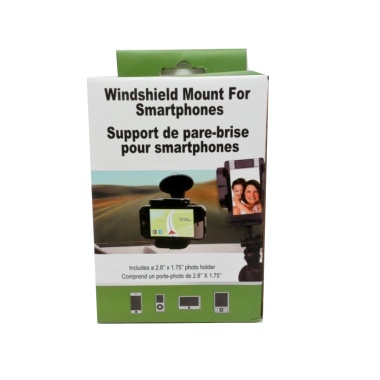 Windshield mount for smartphones includes a photo holder