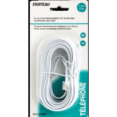 Phone Line Cord White 25 foot