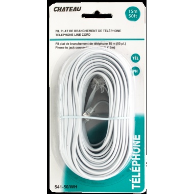 Phone Line Cord White 50 foot