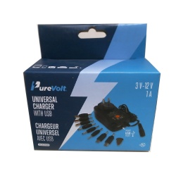 Universal Charger w/USB 3V-12V 1A Purevolt
