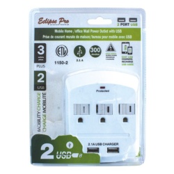 3 outlet and 2 usb wall power tap plug 2.1amp usb ports