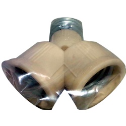 Keyless socket adapter medium base ivory 1 to 2 sockets