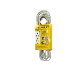 Low profile extension cord - 15 foot white 3 prong 3 outlet Stanley