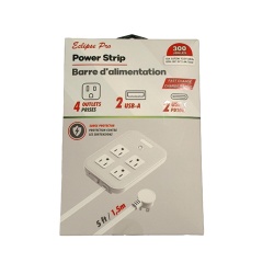 Power strip - 4 outlets 2 USB-A 2 USB-C fast charge 5 foot cord