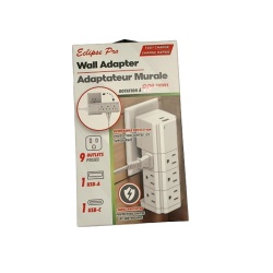 Wall adapter 9 outlets 1 USB-A 1 USB-C fast charge - 90 degree swivel