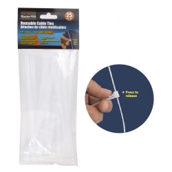 Cable Ties Reusable 25-PC, 8mmx7.8,  Header card Home Essentials Master Pro"