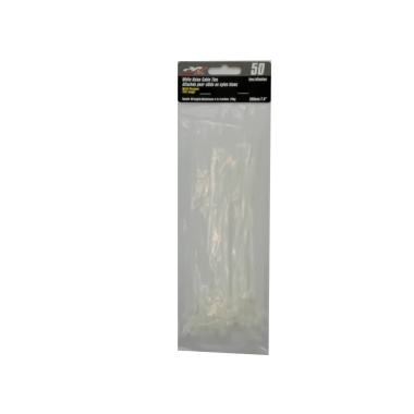 White nylon cable ties 7.8 inch 50 pack 22kg Precision Acoustics