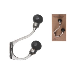 Iron Hook With Ceramic Black Knob Nickel 1.25 X 3.25 X 5