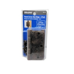 Round Corner Door Hinge 3.5 3pk. Antique Brass Bulldog"