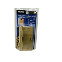 Square Corner Door Hinge 3pk 3.5 Brass Plated Bulldog"