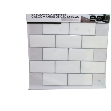 Wall Decal Subway Tiles, White/Grey, 10x10