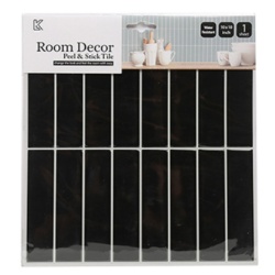 Wall Decal Thin Subway Black, 6-pc pack, 10x10" iDesign"