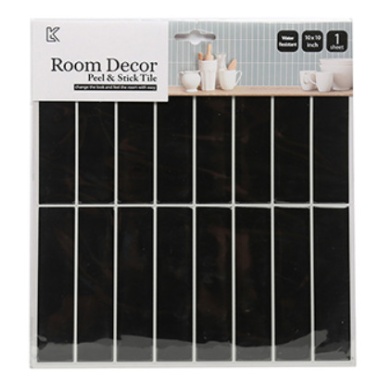 Wall Decal Thin Subway Black, 6-pc pack, 10x10