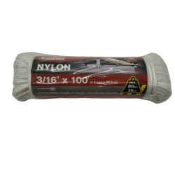 Nylon Rope 3/16 X 100' White Diamond Braid 80lbs. Kingcord"