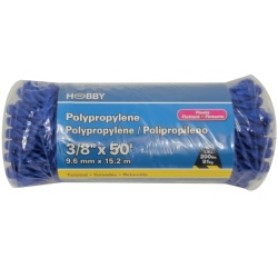 Polypropylene Rope 3/8 X 50' Blue Twisted 200lbs. (endcap)"