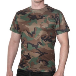 Military T-shirts Large Woodland Kwik Dry Short Sleeve