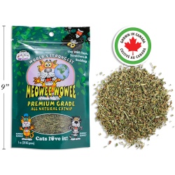 Catnip Premium Grade All Natural 1oz. Peggable Printed Bag. Grown in Canada Meowee