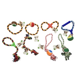 Dog Toy Tug Rope w/Ball Assorted Colours and styles Yongsheng Chongwu - each sold individually