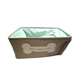 Pet Storage Bin 16 x 12" x 7" Linen Grey Woof Bark Play Winifred & Lily"