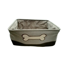 Pet Storage Bin 16 x 12" x 7" Linen Two Tone Grey w/Bone Winifred & Lily"