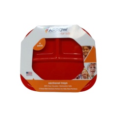 Sectional Tray Plates 4pk. 3 Sections Plastic Arrow For Kids