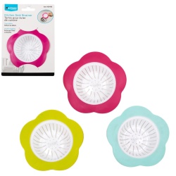 SINK STRAINER FLOWER SHAPE 3 COLORS, 12/CLIP STRIP LUCIANO