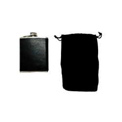 Wrapped Flask Black 7oz. Stainless Steel W/pouch