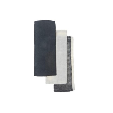 Dish Towel Set Of 3 Pcs Block Print  Black 12 X 12